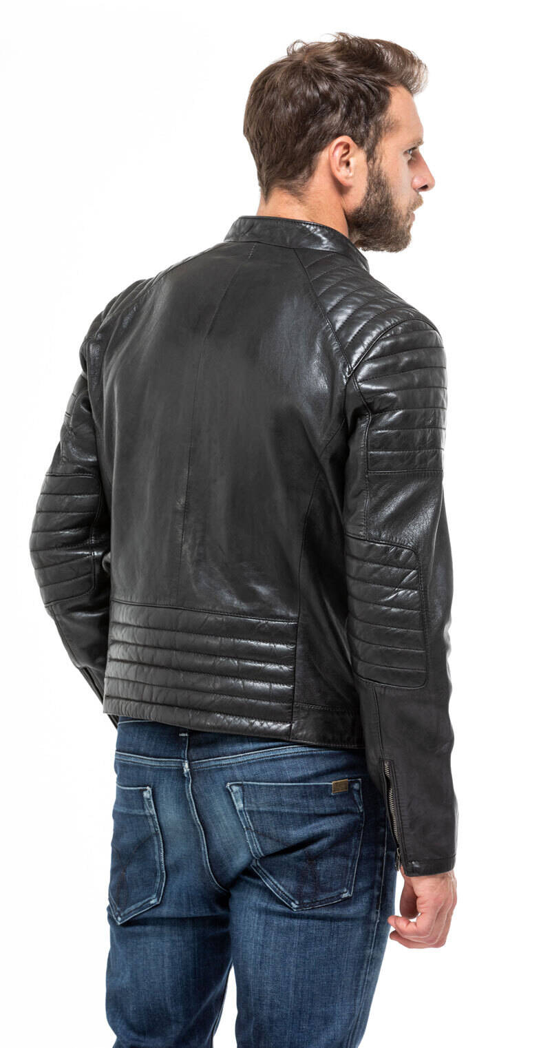 blouson cuir homme 101036 daytona style motard agneau noir mannequin (5)