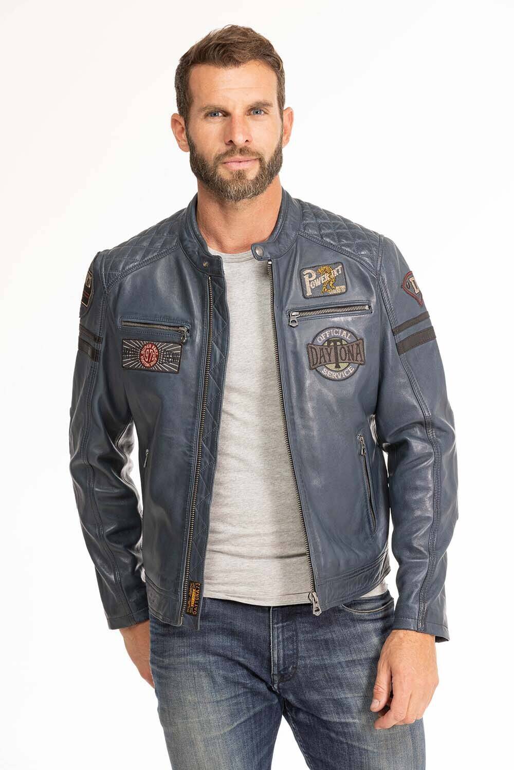 blouson cuir homme bleu 102831 style motard (1)