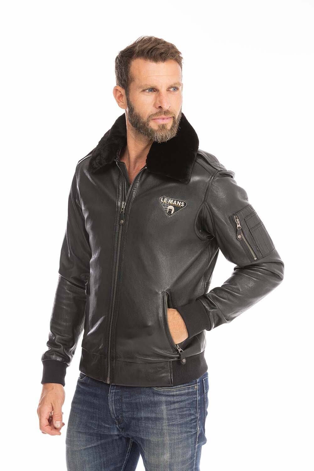 blouson cuir homme noir john style pilote (11)