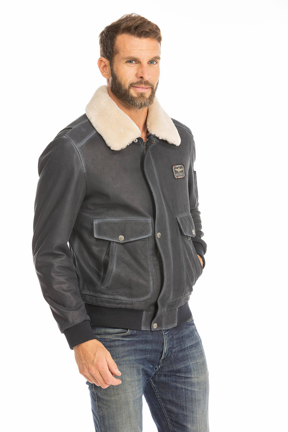 blouson cuir homme pilote bleu ek72 (14)