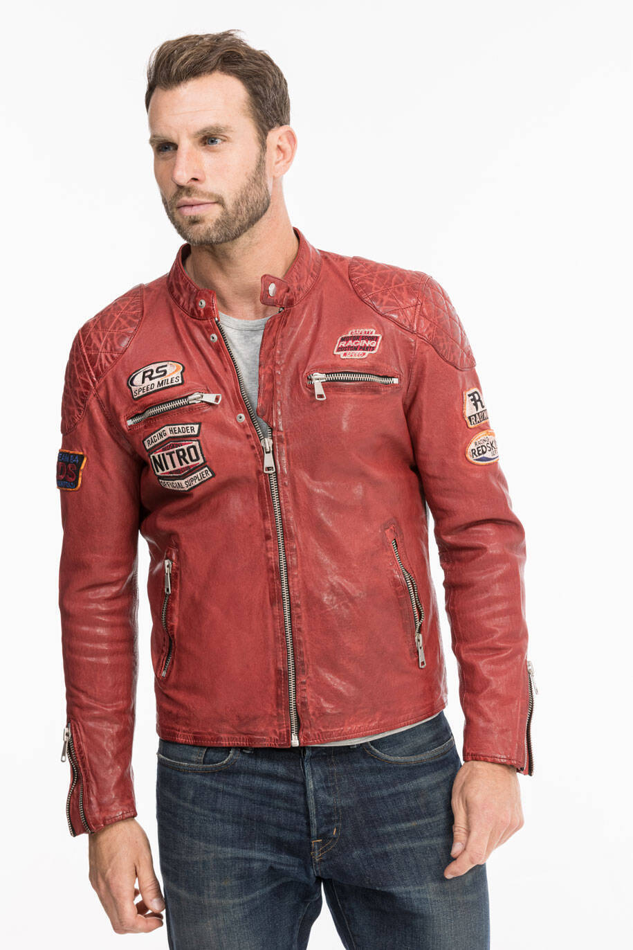 blouson cuir homme redkins rouge r�f 132 (6)