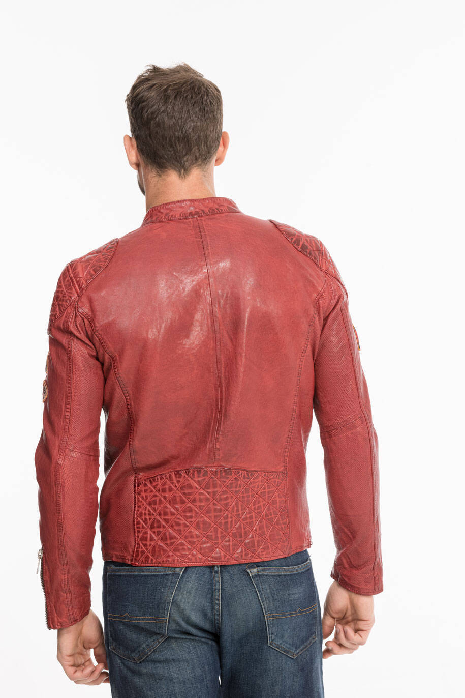 blouson cuir homme redkins rouge r�f 132 (8)