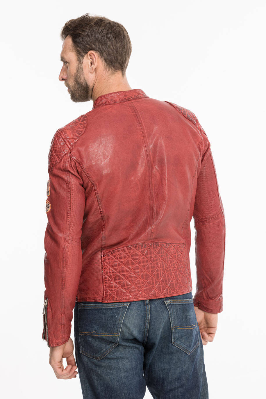 blouson cuir homme redkins rouge r�f 132 (9)