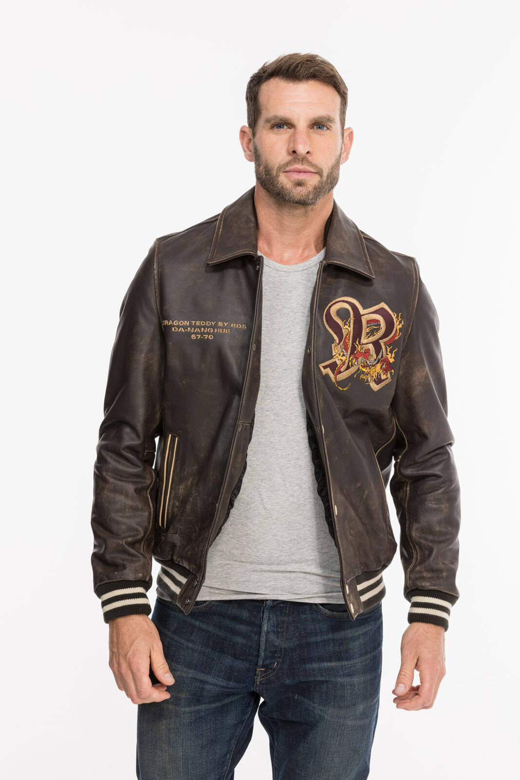 blouson cuir homme redskins marron r�f 134 dragon (11)