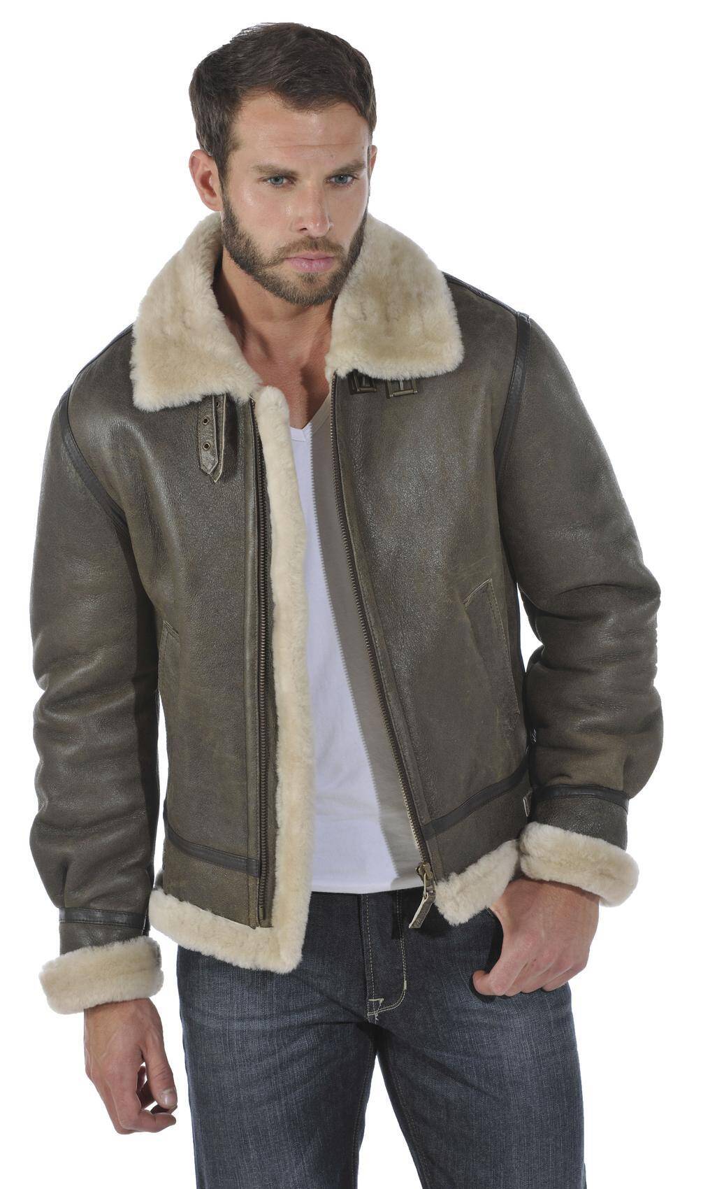 blouson en cuir de mouton pour homme style bombardier mode bombardier yag face