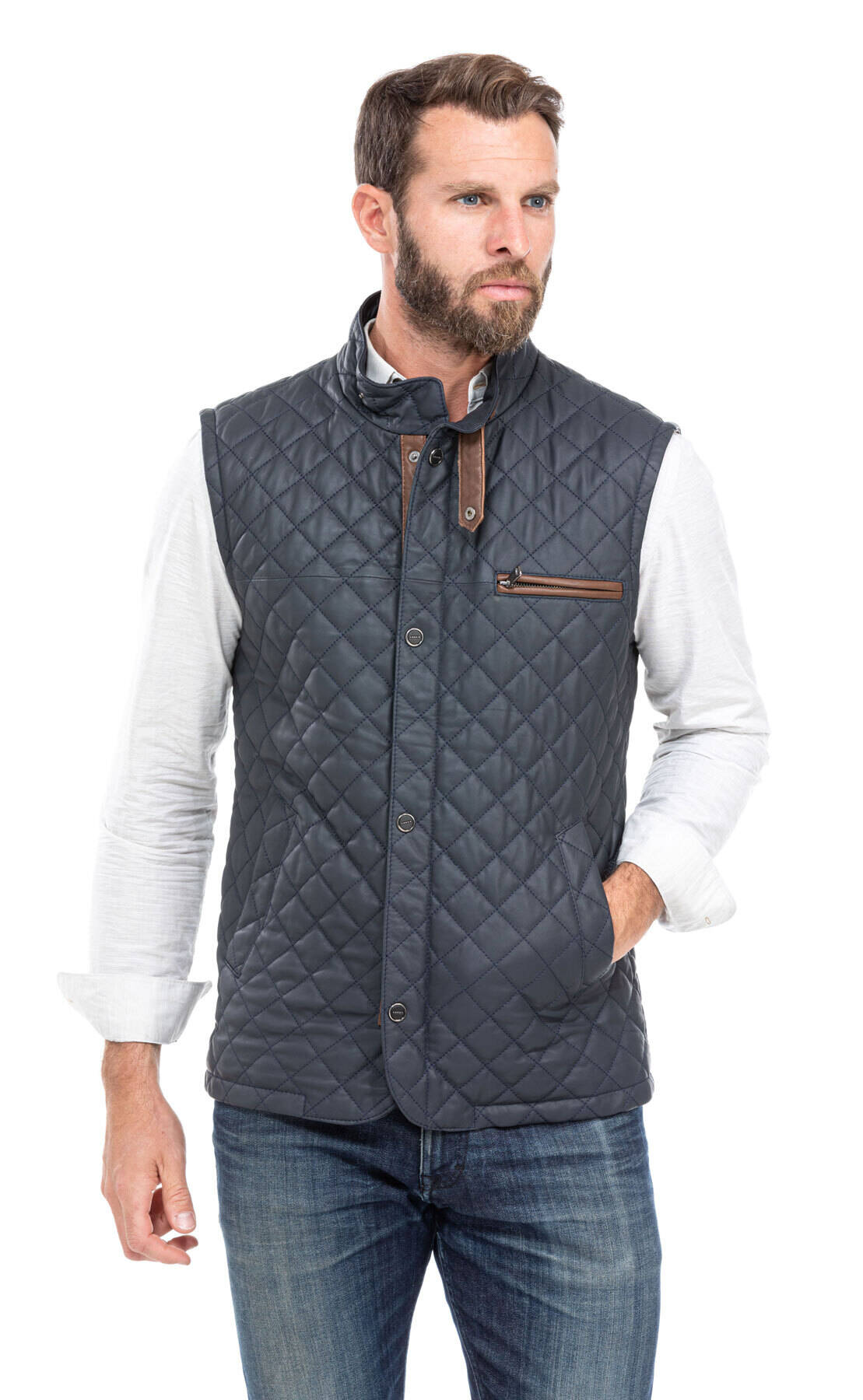 gilet cuir homme bleu marine sans manches classique e08 (6)