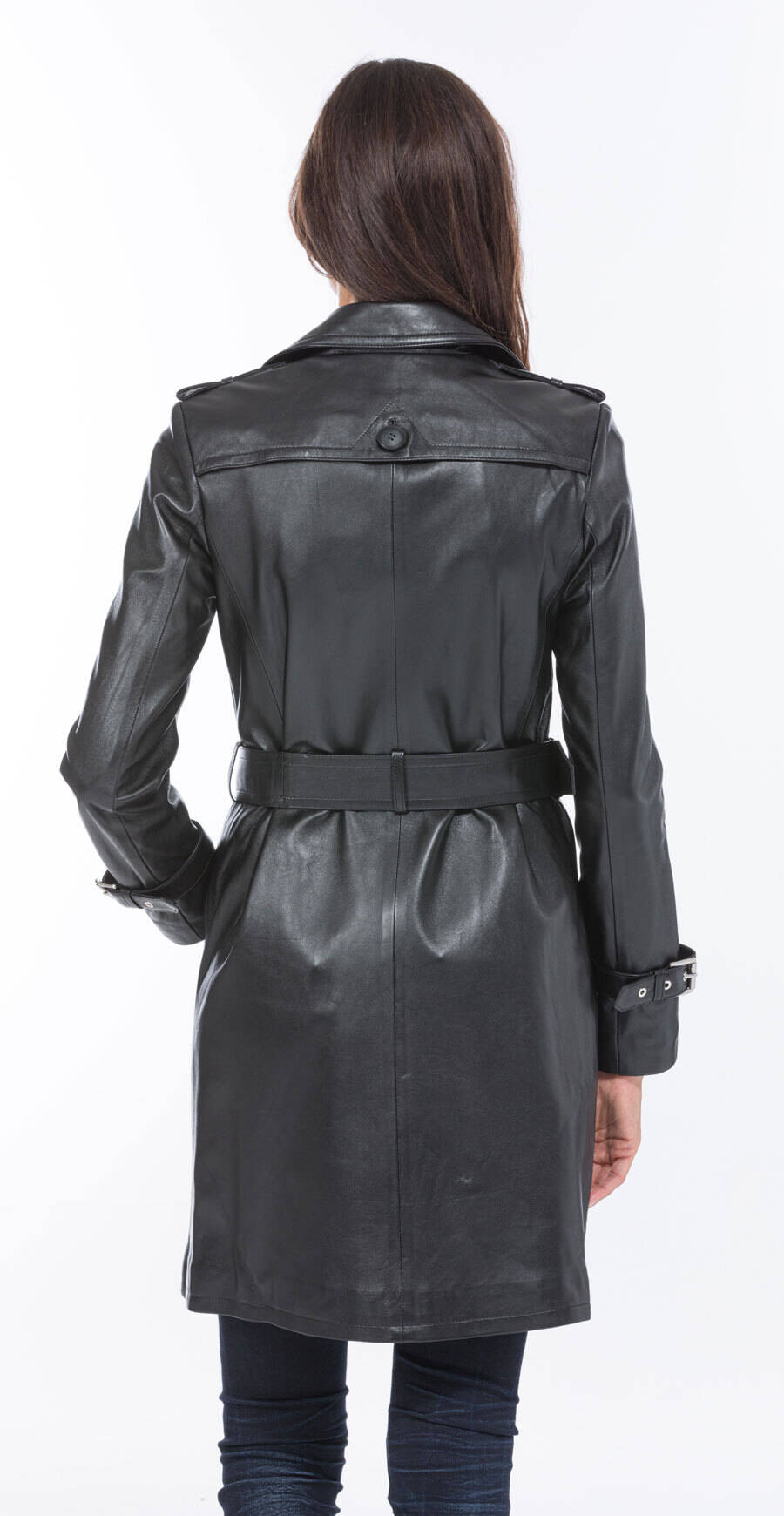 Trench en cuir noir deals