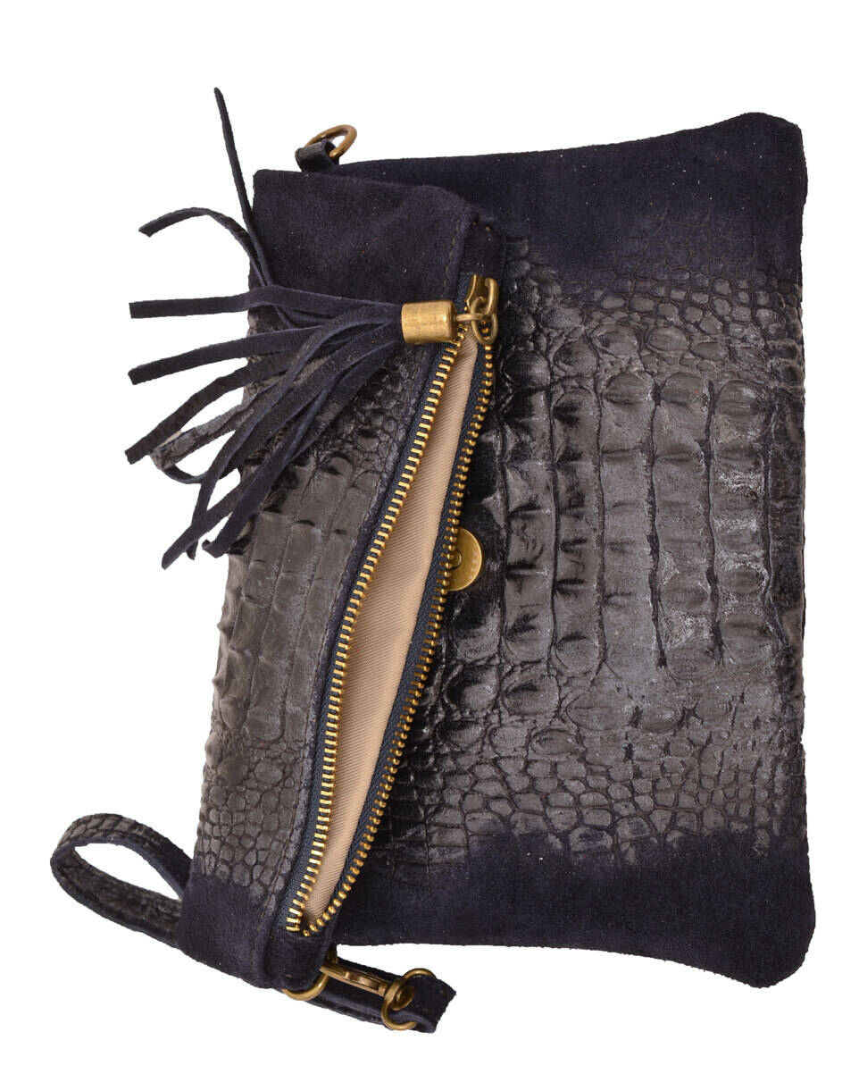 Sac cuir femme vachette pochette cuir tecla blue  zoom