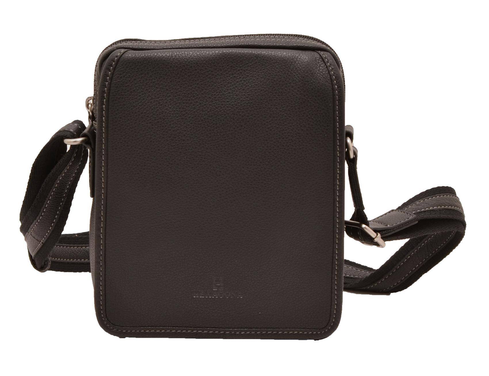 maroquinerie homme hexagona : sacoche en cuir de vachette sac bandouliere cuir 469565 noir 2