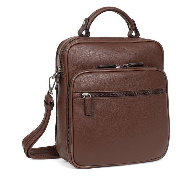 sacoche cuir chocolat hexgona 461831 (3)