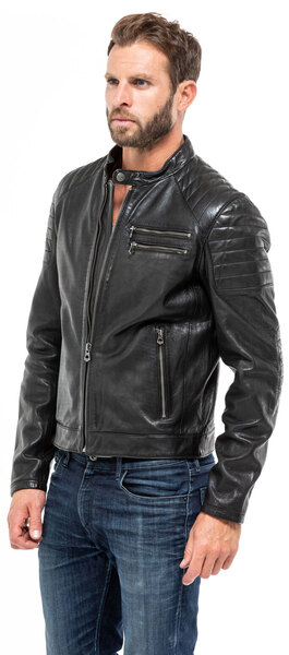 blouson cuir homme 101036 daytona style motard agneau noir mannequin (3)