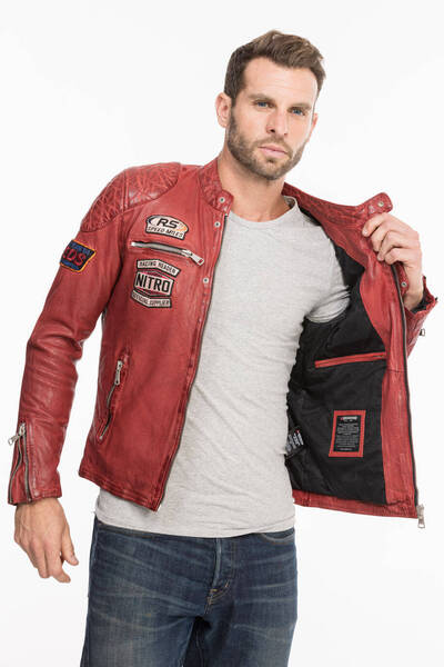 blouson cuir homme redkins rouge r�f 132 (10)