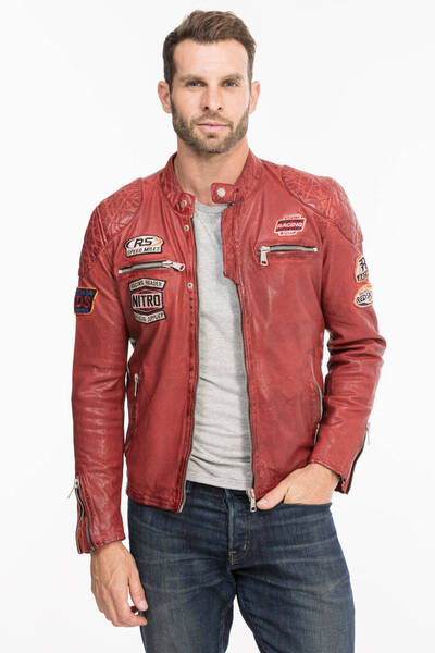 blouson cuir homme redkins rouge r�f 132 (1)
