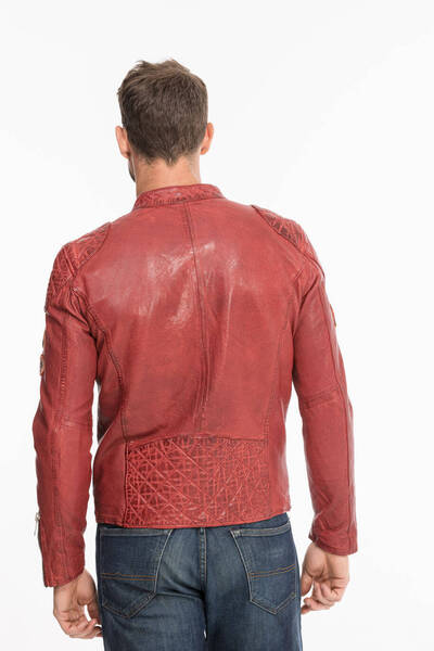 blouson cuir homme redkins rouge r�f 132 (8)