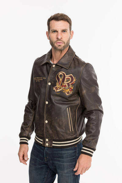 blouson cuir homme redskins marron r�f 134 dragon (4)