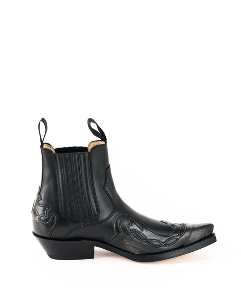 bottines cuir mayura cowboy milanelo bone pull oil negro réf 130 (3)