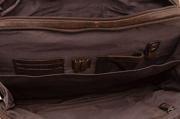 Cartable cuir vachette homme 664753 marron poches