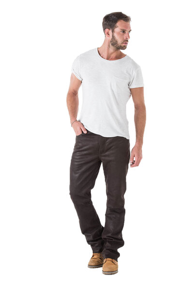 Pantalón de hotsell cuero negro hombre