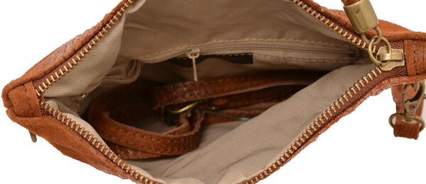 Pochette cuir vachette marron clair sac cuir tecla  doublure