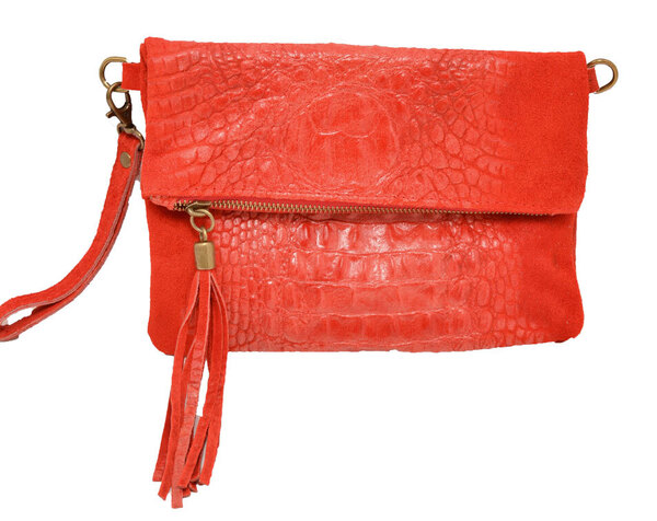 Pochette cuir vachette rouge tecla sac cuir face