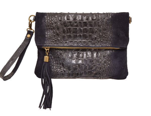 Sac cuir femme vachette pochette cuir tecla blue face