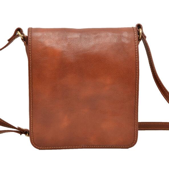 Sacoche cuir vachette marron clair milano face