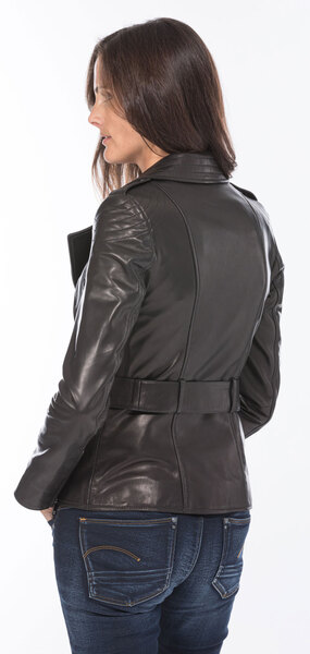 veste cuir femme agneau noir demi longueur esprit perf (4)