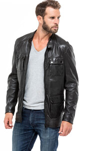 veste cuir homme agneau noir 9157 demi longueur sportwear mannequin (7)